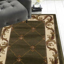 2' X 3' Green and Ivory Trellis Area Rug