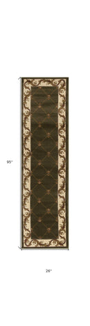 2' X 3' Green and Ivory Trellis Area Rug