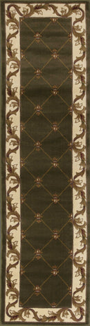 2' X 3' Green and Ivory Trellis Area Rug