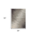 5' X 8' Silver Grey Machine Woven Abstract Brushstroke Indoor Area Rug
