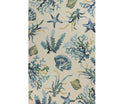 2' X 3' Ivory and Blue Seashell and Coral Hand Tufted Area Rug