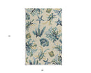 2' X 3' Ivory and Blue Seashell and Coral Hand Tufted Area Rug