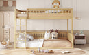 Full XL over Queen Bunk Bed with Ladder and Guardrails, Natural