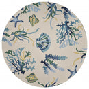 2' X 3' Ivory and Blue Seashell and Coral Hand Tufted Area Rug