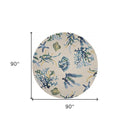 2' X 3' Ivory and Blue Seashell and Coral Hand Tufted Area Rug