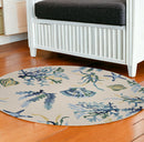 2' X 3' Ivory and Blue Seashell and Coral Hand Tufted Area Rug