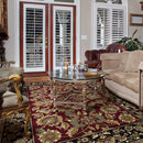 8' X 11' Red Black Machine Woven Floral Traditional Indoor Area Rug