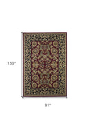 8' X 11' Red Black Machine Woven Floral Traditional Indoor Area Rug