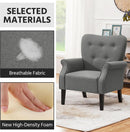 Dark Gray Mid Century Upholstered Armchair Tufted Back