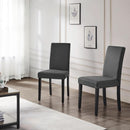 Dark Grey Upholstered Dining Chairs Set Of 4 With Wood Legs