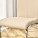 Modern Dining Chairs, PU Faux Leather High Back Upholstered Side Chair with Silver C-shaped Tube Chrome Metal Legs for Dining Room Kitchen Vanity Patio Club Guest Office Chair (Set of 4 (Beige+PU)