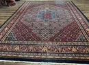 Indo Persian Bidjar Rug 9x12 Wool Handmade Carpet Dark Blue