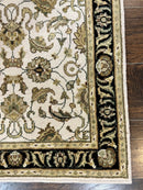 Small Indo Mahal Rug 2.5 x 4, Wool Indian Oriental Carpet, Hand Knotted Handmade Vintage Traditional Rug, Beige Tan Black