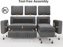 81 Inch Corduroy Velvet GreyTone Sleeper Sofa Pullout