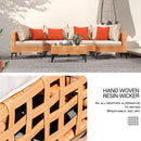 5 Piece Outdoor Patio Set Sectional Sofa Salmon Orange