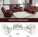 Power Reclining Leather Sofa Set With USB Ports Burgundy