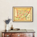 Vintage Map of Arkansas 1854