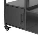 Outdoor Grill Table for Big Green Egg Style BBQ with Metal Grill Cart and Storage Box, Black and Silver, Metal and Stainless Steel, 67x27.8x31 inches
