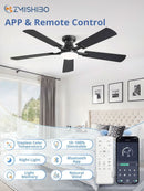 52 Inch Matte Black Ceiling Fan With Dimmable LED Light