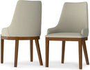 Stephanie Contemporary Dining Chair Set Of 2 In Natural Linen Look Fabric