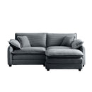 Two-Seater Sofa  with One Footrest, L-Shaped 2-Seater Sofa with Ottoman for Small Living Spaces,Grey Corduroy