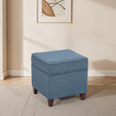 Seventeen Inch Electric Blue Storage Ottoman Hinged Lid
