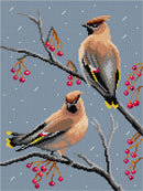 Waxwings Winter Birds Needlepoint Canvas by Orchidea 3592J