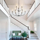 Nine Light Black Chandelier For Entryway Modern Farmhouse