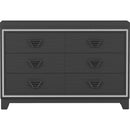 Elegant Dresser with Metal Handle and Sparkling Shiny Decoration, Storage Cabinet with 6 Drawers for Bedroom, Living Room, Black