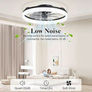20 Inch Ceiling Fan With Remote DC Motor Black Finish Low Profile Energy Efficient With Dimmable LED Light