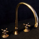 Unlacquered Brass Gooseneck Deck Mounted Kitchen Faucet
