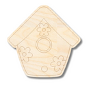 Unfinished Wood Etched Bird House Shape | Paint By Line Crafts | up to 30" DIY