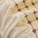 Grid Textured Sofa Cover with Sheer Ruffle Skirt, Pet-Friendly Sofa Throw Slipcover
