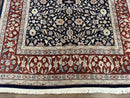 Indo Sarouk Rug 6x9, Vintage Indian Persian Rug, Wool Oriental Carpet, Navy Blue Red Allover Floral Rug, Traditional Very Fine Rug, Area Rug