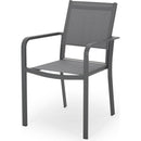 Outdoor Modern Aluminum Dining Chair with Mesh Seat (Set of 2), Gun Metal Gray and Dark Gray