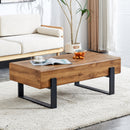 Rustic MDF Coffee Table with Metal Legs - Natural Wood Tone Elegance, 47.24 Inch Long Modern Minimalist Design