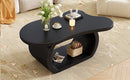 ON-TREND 39.3'*23.6' Modern Cloud Coffee Table with 1.5' Thick Tabletop, Cream Style Irregular End Table with Curved Legs, Unique Design Accent Table with Round Edge for Living Room, Apartment, Black