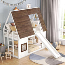 Twin Over Twin Bunk Bed With Slide For Kids Room Ready