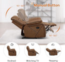 Brown Faux Leather Loveseat Dual Recliners Center Console