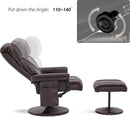 Swivel Recliner With Ottoman Massage Dark Brown Chair