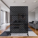 Outdoor & Indoor Privacy Screen Metal Privacy Screen 76' H×48' W, Freestanding Decorative Privacy Screen for Deck Balcony Patio, Privacy Fence Panels for Outside Lawn Garden PS107 BLACK
