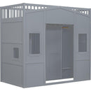 Twin Size House Loft Bed With Ladder and Wardrobe-Grey