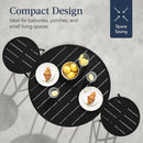 3 Piece Bar Height Patio Bistro Set Black Round Table With Backless Stools Patio Furniture Set