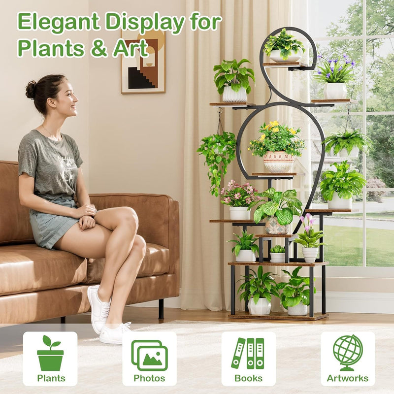 Plant Stand Indoor with Grow Light, 9-Tiered 63' Tall Indoor Plant She