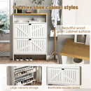 4-Layer Folding White MDF Shoe Cabinet with Metal Rounded Corners – Convenient Shoe Storage