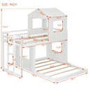 Wooden Twin Over Full Bunk Bed, Loft Bed with Playhouse, Farmhouse, Ladder and Guardrails, White( old sku: LT000327AAK )