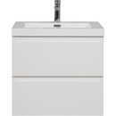 24" Floating Bathroom Vanity with Sink, Modern Wall-Mounted Bathroom Storage Vanity Cabinet with Resin Top Basin and Soft Close Drawers, Glossy White
