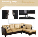 2 Piece L Shaped Sectional Sofa Set Beige Microfiber Right Hand Facing Ideal For Living Room