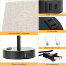 Set of 2 Mini Bedside Lamps With USB C And AC Outlets