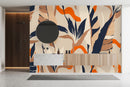 Beige Abstract Leaves Wallpaper